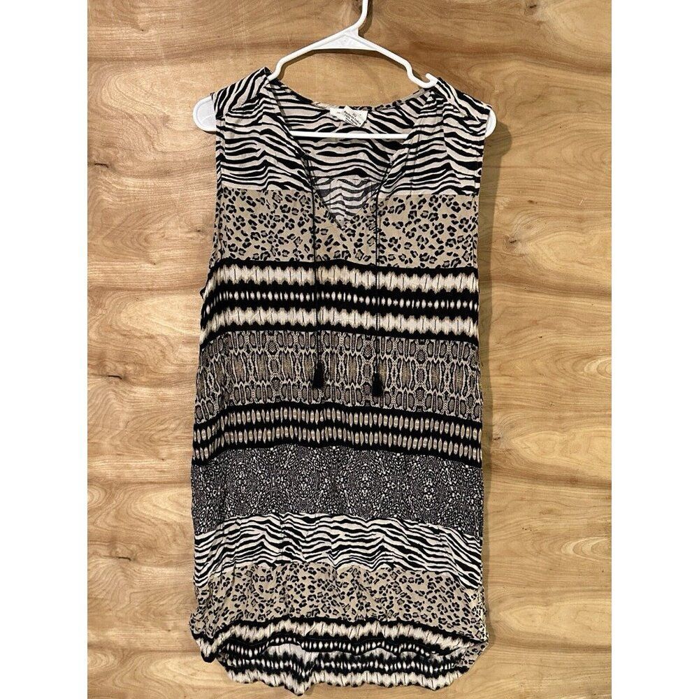 Beach Lunch Lounge Animal Print  Patchwork Tassel Dress Beach Coverup Women's XL